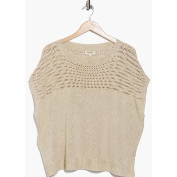 Max Studio Womens Plus Beige Knit Crew Neck Open Weave Dolman Sweater Sz 2X New - Picture 9 of 10